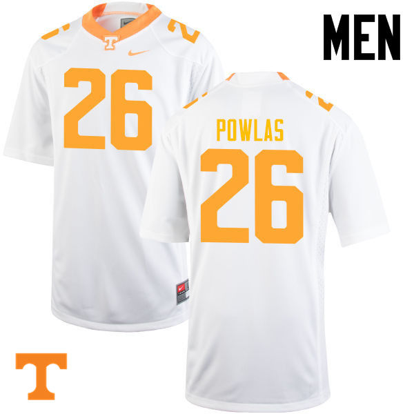 Men #26 Ben Powlas Tennessee Volunteers College Football Jerseys-White - Click Image to Close
